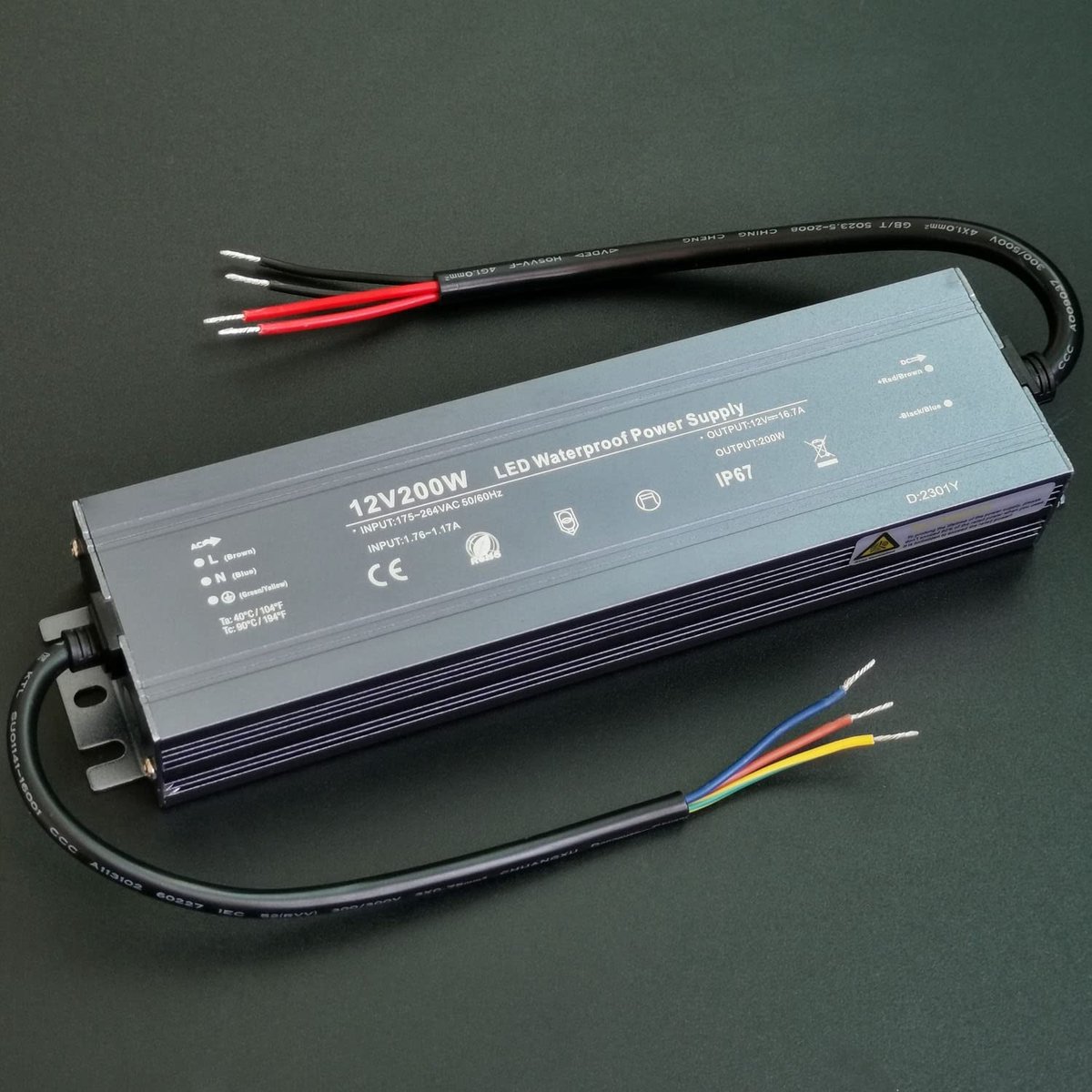 LED Transformer 12V 200W, IP67 Waterproof Extremely Thin LED Driver Transformer 230V to 12V, Universal Power Supply - ShopVlot