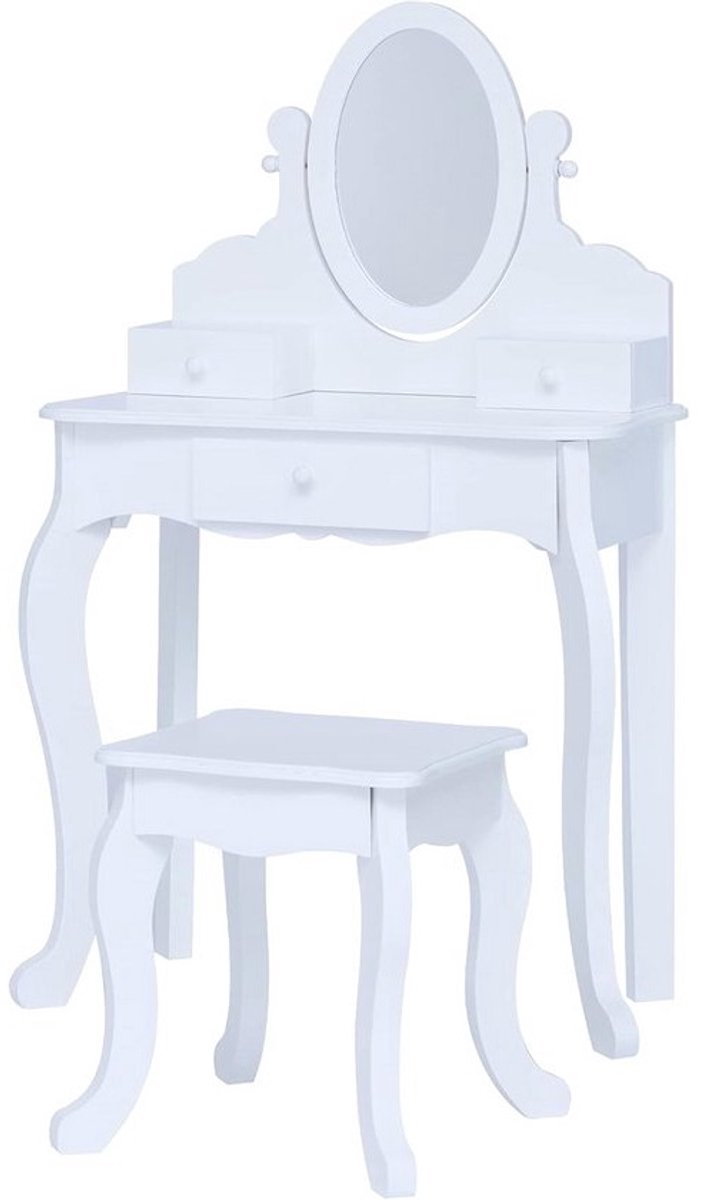 Houten kaptafel - Voor kinderen - Witte tafel- en stoelset