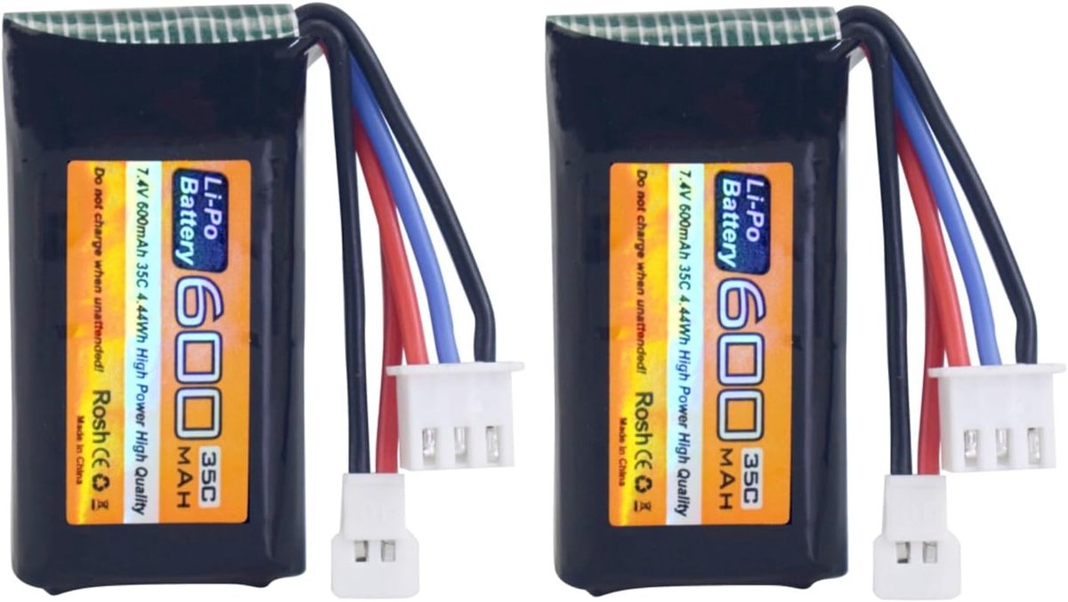 2PCS 7.4V 600mAh 35C 2S Lipo-batterij met Molex-stekker voor FMS FCX24 RC auto Truck elektrische klimvoertuig batterij