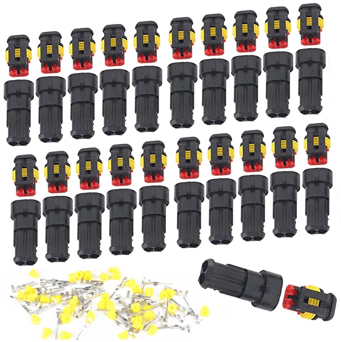 20 Kit Waterdichte Elektrische Draad Connector, Auto Draad Connector, Waterdichte Elektrische Aansluiting, Stopcontactset voor Auto-Motorfiets, Scooter, Vrachtwagen, Scheepvaart (2-Pins)