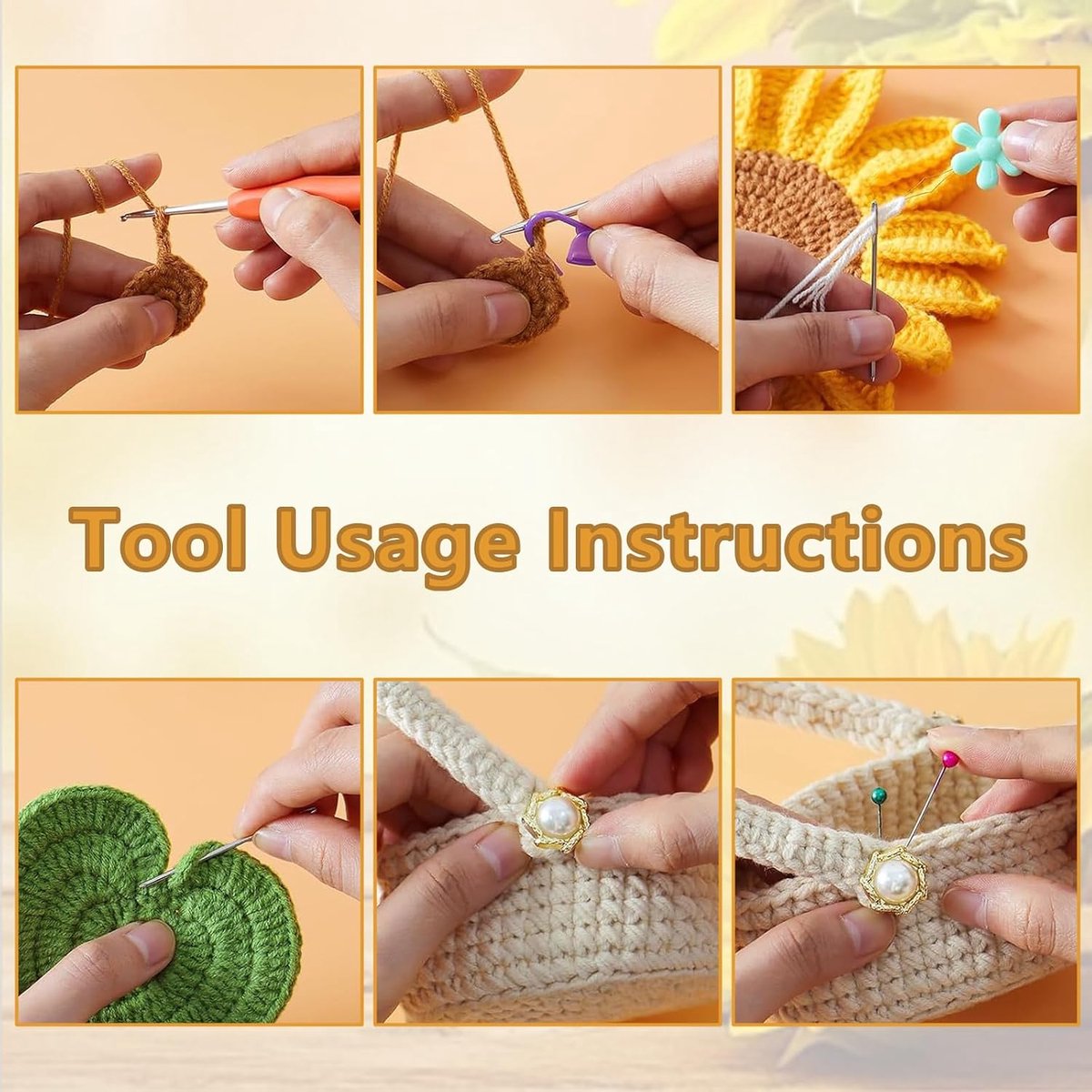 Haakset voor beginners, haakset voor volwassenen, haakset met dieren, haakset met tutorials, botanische haakonderzetters voor onderzetters, tafel voor binnen