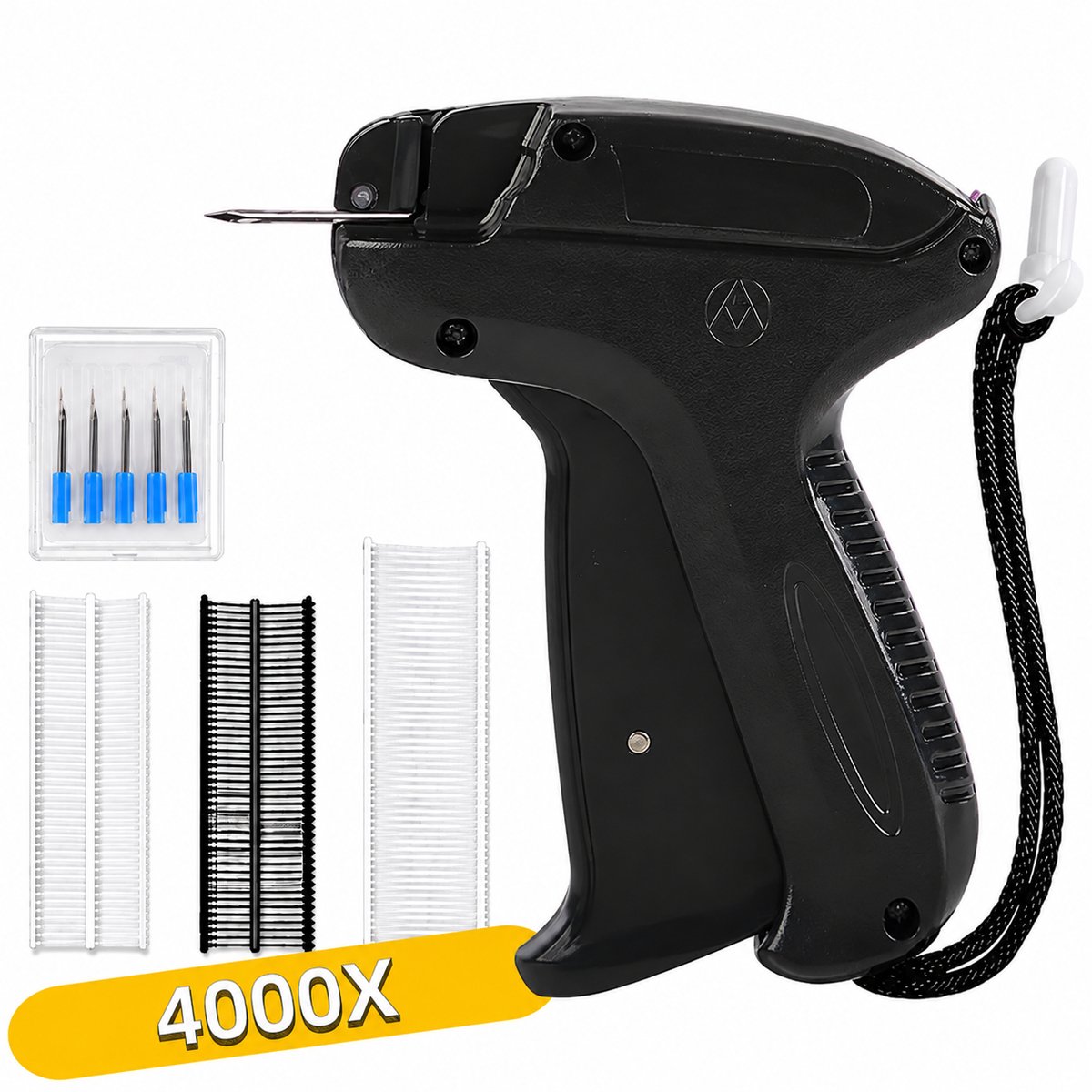 Textieltang Set- Incl.4000 Textielpins en 5 naalden - Kleding Label Pistool & Prijskaartjes-Zwart