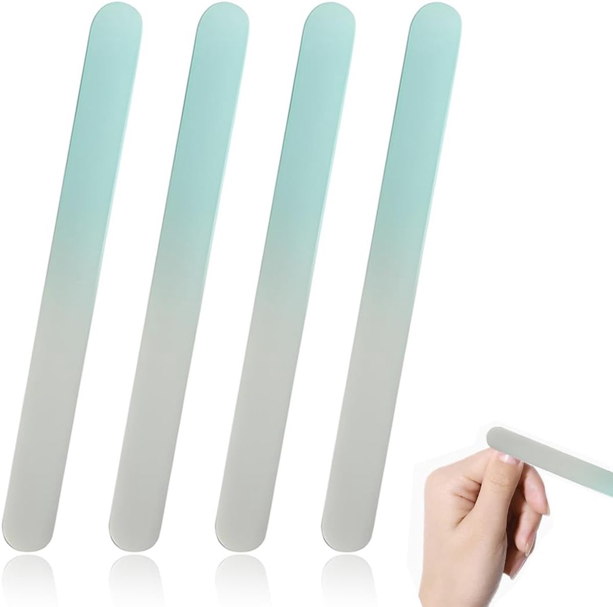SnelShoppen - Baby Nagelvijl Set 4 Stuks Blauw - Glass Nail Files voor Baby's - 9 cm - Zacht en Veilig voor Gevoelige Handjes - Perfect voor Moeders