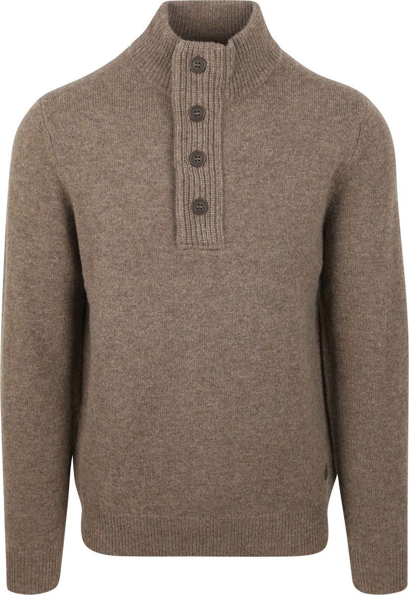 Barbour Mocker Trui Wol Taupe - Maat S - Heren - Quarter zip