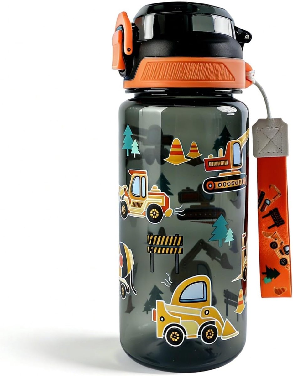 SnelShoppen - Kinderdrinkfles 600 ml, Lekvrij, BPA-vrij, Eenvoudig te Openen met Eén Hand, Makkelijk Schoon te Maken, Grote Capaciteit Waterfles voor