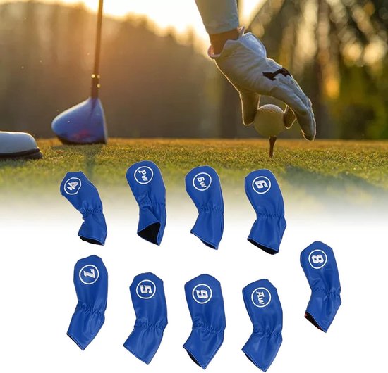 Dailygoody - Golf Head Cover Set - 9 Stuks - Waterdichte Bescherming - PU Materiaal - Golf Club Hoofdbedekking - Geschikt voor Links- en Rechtshandige... van Merkloos — afbeelding 4