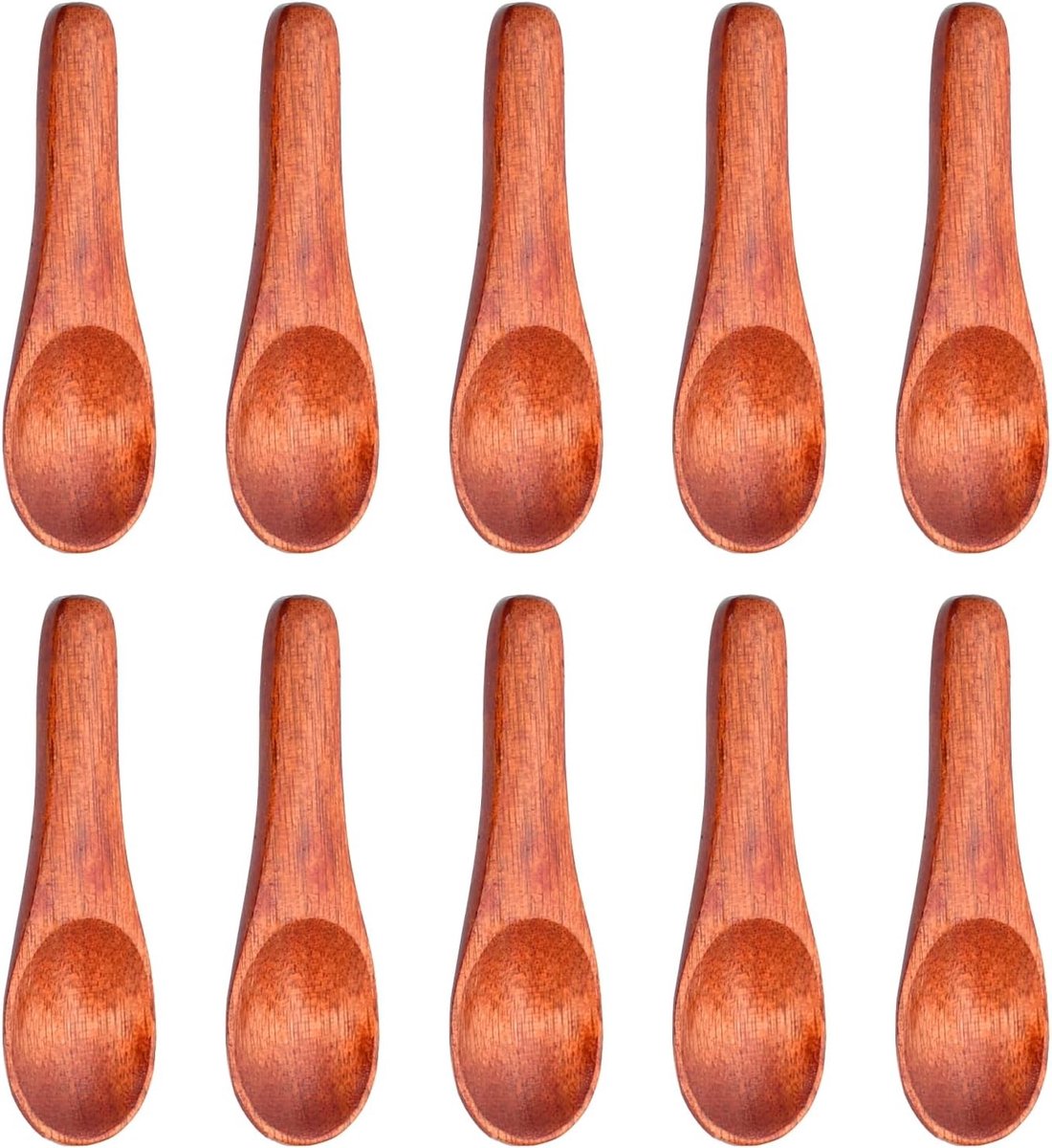Set van 10 Houten Lepels voor Suiker, Specerijen, Jam en Koffie - Eco-vriendelijk en Duurzaam, 6 × 1.8 cm