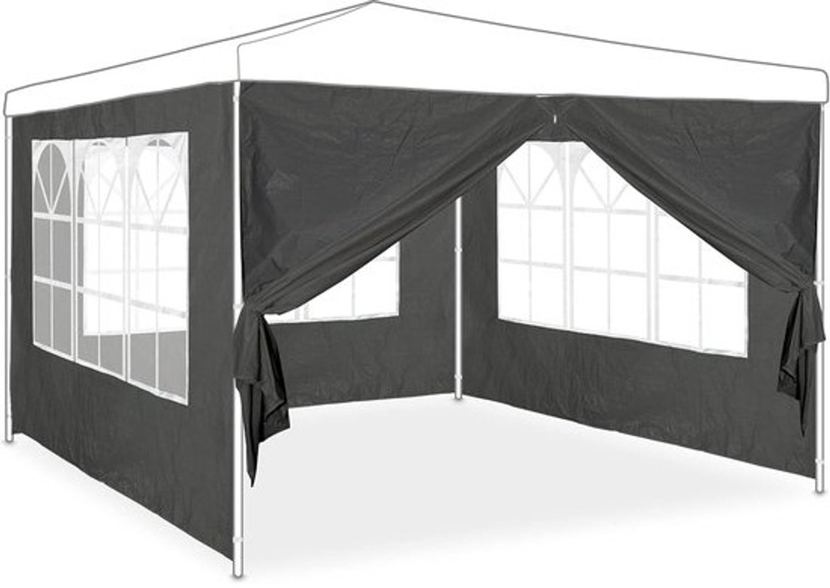 Zijwandset voor partytent 2x3m - Waterdicht, met raampjes en rits