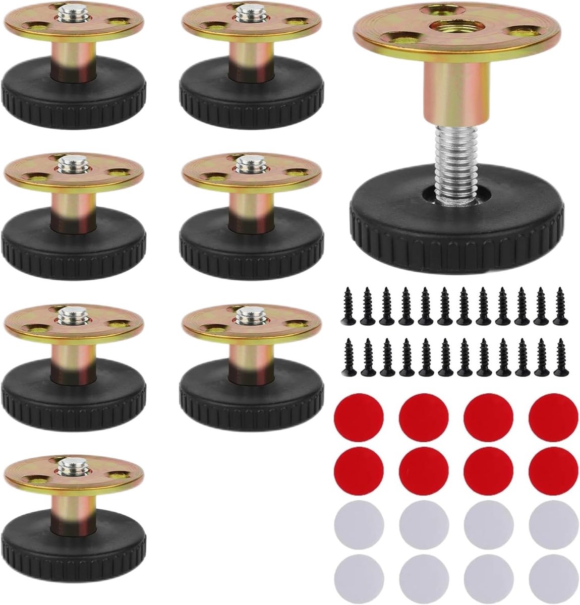 SnelShoppen - 8 Stuks Verstelbare Meubelpoten 25-40mm, Anti-Collision, Hoogte Verstelbare Poten voor Bedden, Banken, Kasten en Meubels, RVS en PP Mate