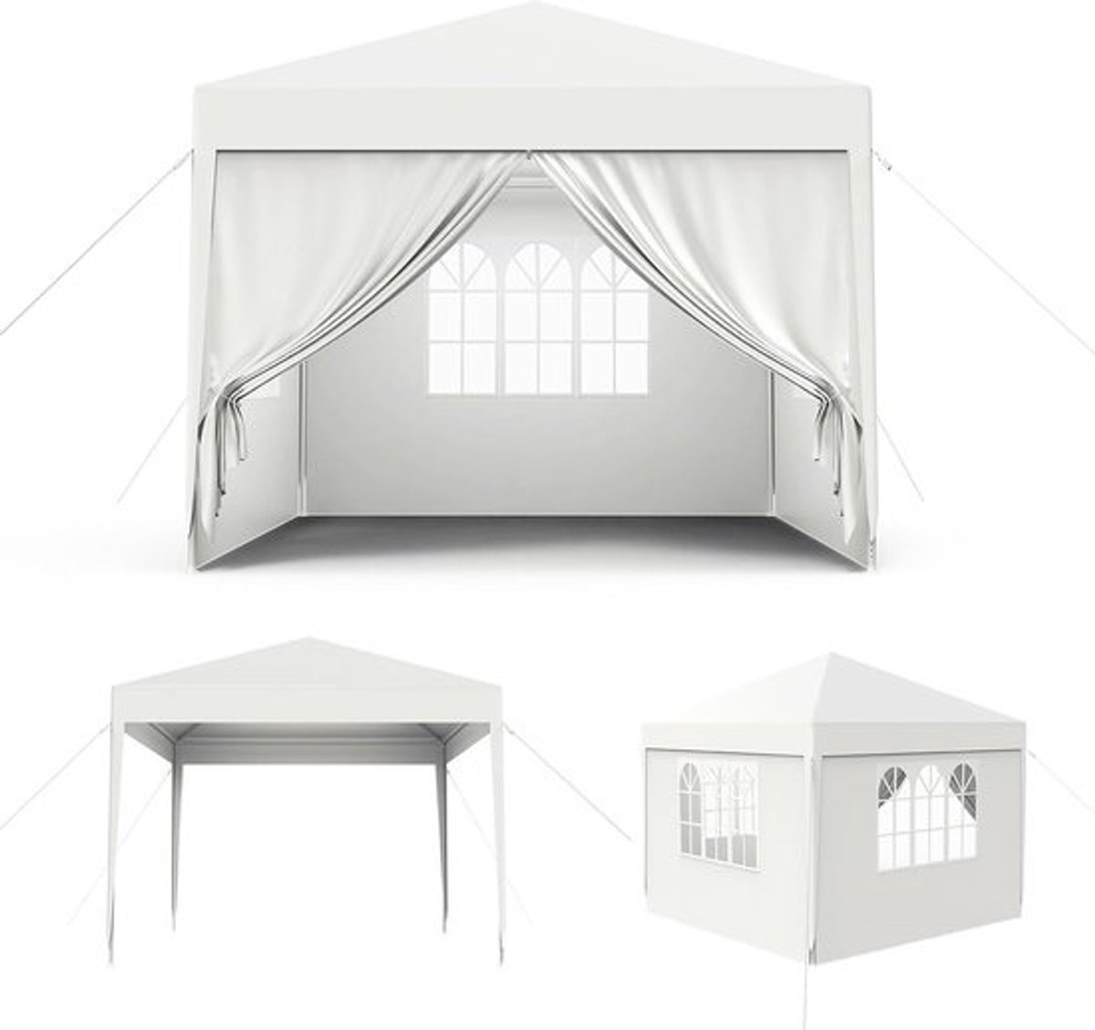 Tuinpaviljoen - 3 x 3 m - Partytent - Feesttent - Voor feesten - en evenementen - Waterdicht PE-zeil - 300 x 300 x 250 cm