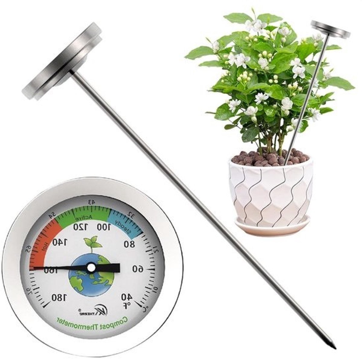 Tuinthermometer - Tuinbodemthermometer - 17,8 cm - Roestvrij staal