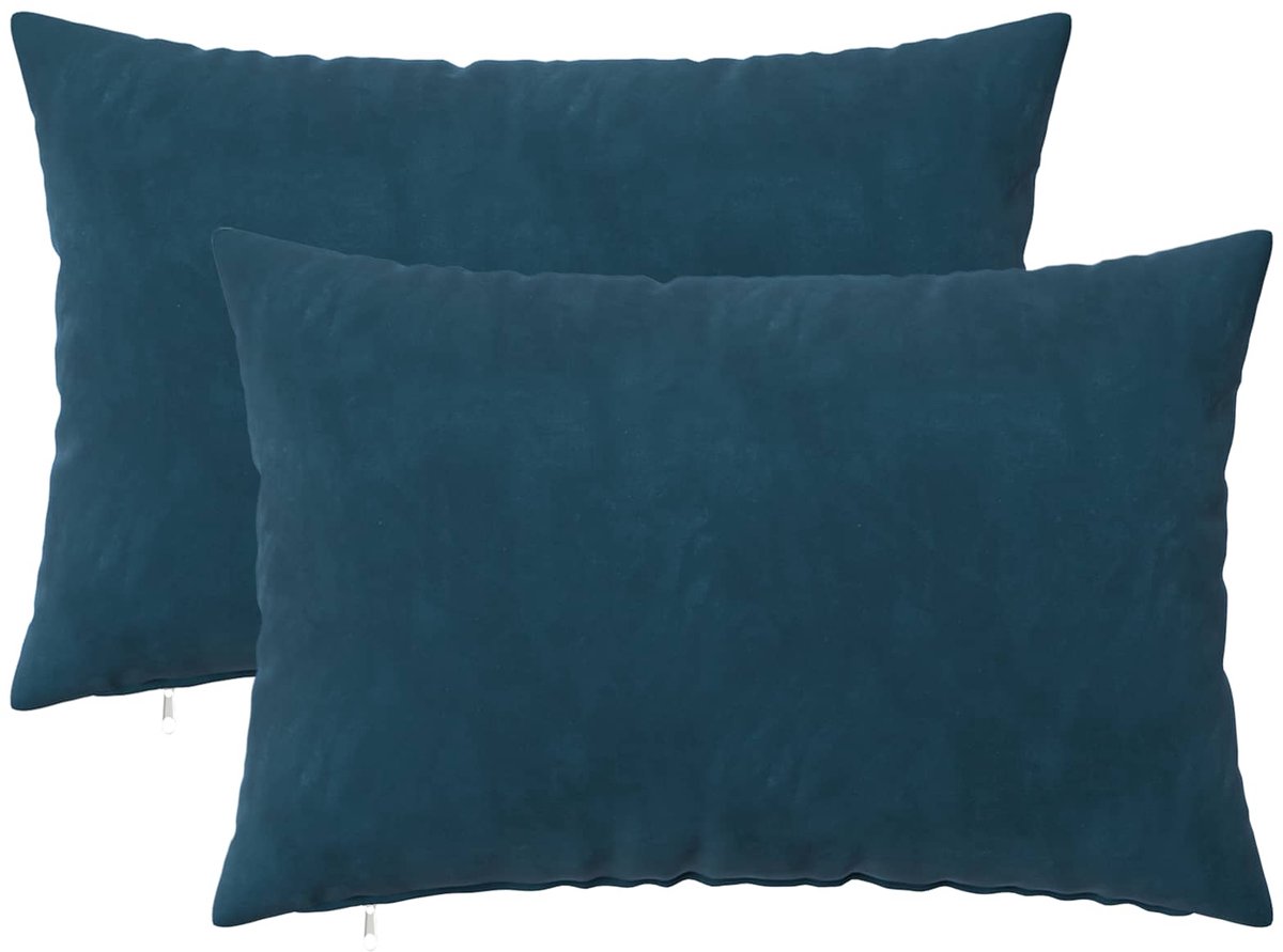 vidaXL Dekenkussen - 2 - st - HEERLEN - Blauw - 50 - x - 80 - cm - fluweel 50 x 80 cm