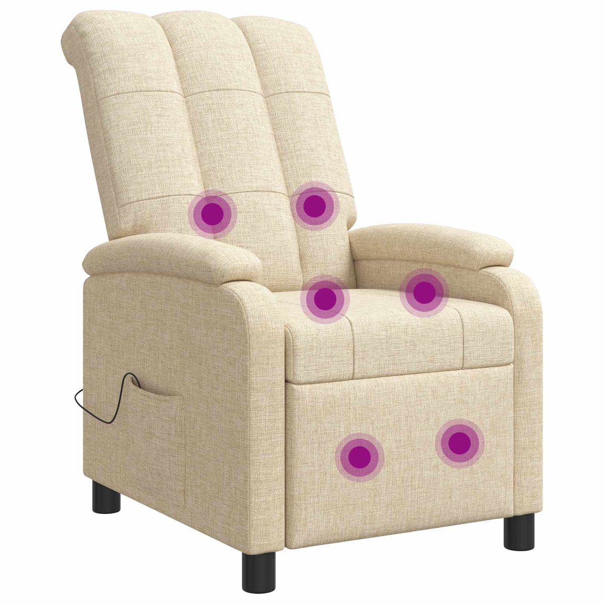 vidaXL Massage - Relaxstoel - Crèmekleurig - Stof