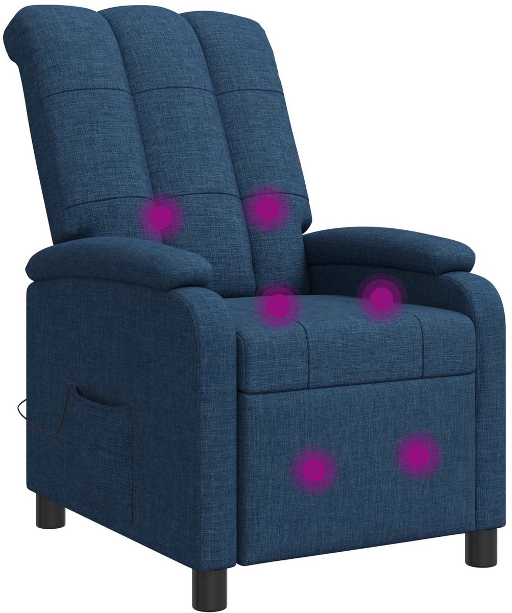 vidaXL Massage - Relaxstoel - Blauw - Stof