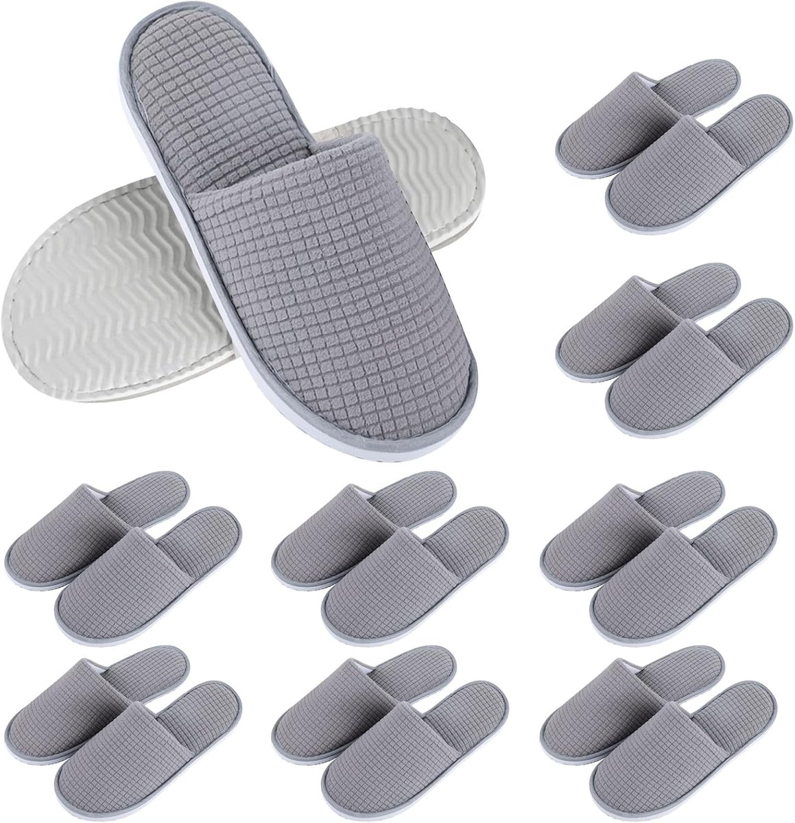 SnelShoppen - Set van 8 Luxe Hotel Slippers, Comfortabele Schoenen voor Thuis, Reis, Salon en Hotel, 28 x 11 cm, Wit en Zacht Materiaal, Ideaal voor G