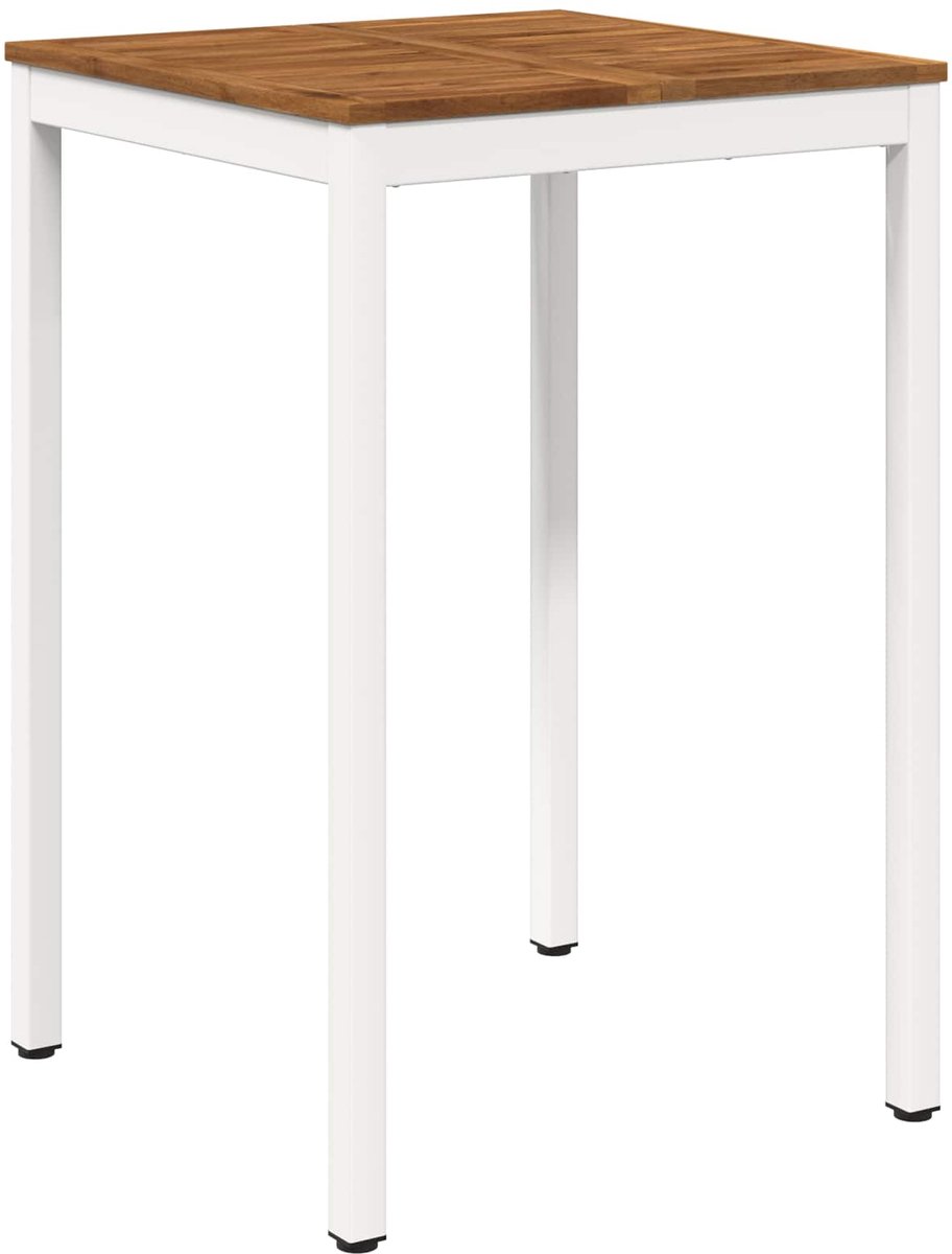 vidaXL Tuin - Bar - Tafel - NAARDEN - Natuurlijk - en - Wit - 70 - x - 68,5 - x - 105 - cm Natuurlijk en Wit
