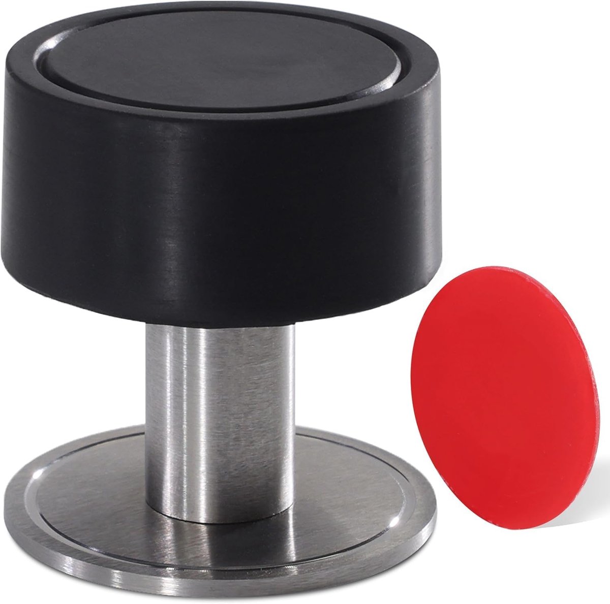 2 stuks deurstoppers van roestvrij staal 304, 2-in-1, zelfklevend/om te schroeven, geluiddempend, met rubberen demper - ShopVlot