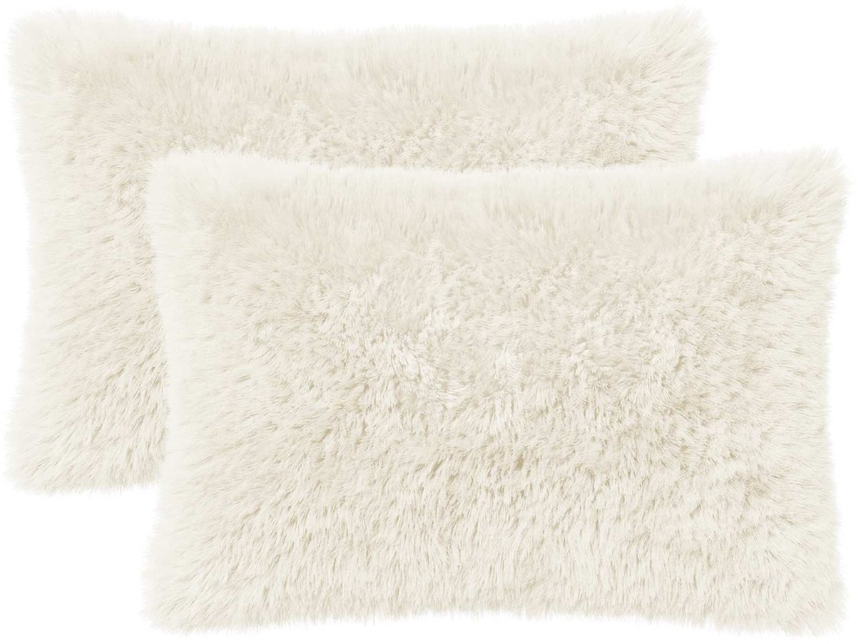 vidaXL Dekenkussen - 2 - st - HEERLEN - Wit - 50 - x - 70 - cm - PV - Fleece