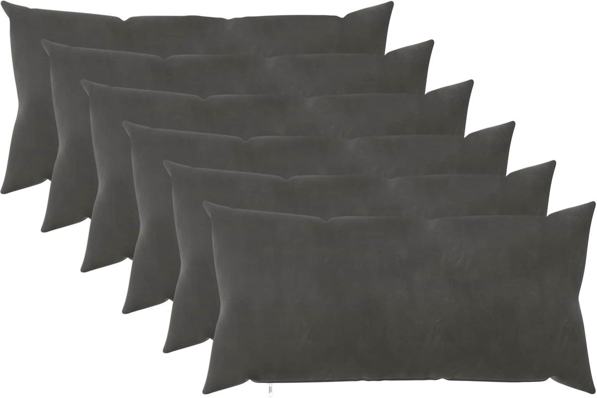 vidaXL Dekenkussen - 6 - st - HEERLEN - Donkergrijs - 40 - x - 70 - cm - fluweel