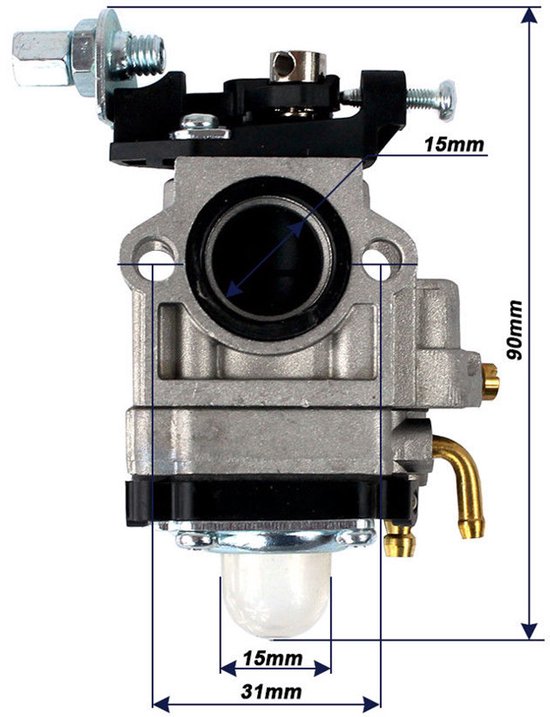 carburateur voor de Scheppach PBC520 (PBC 520) bosmaaier — afbeelding 4