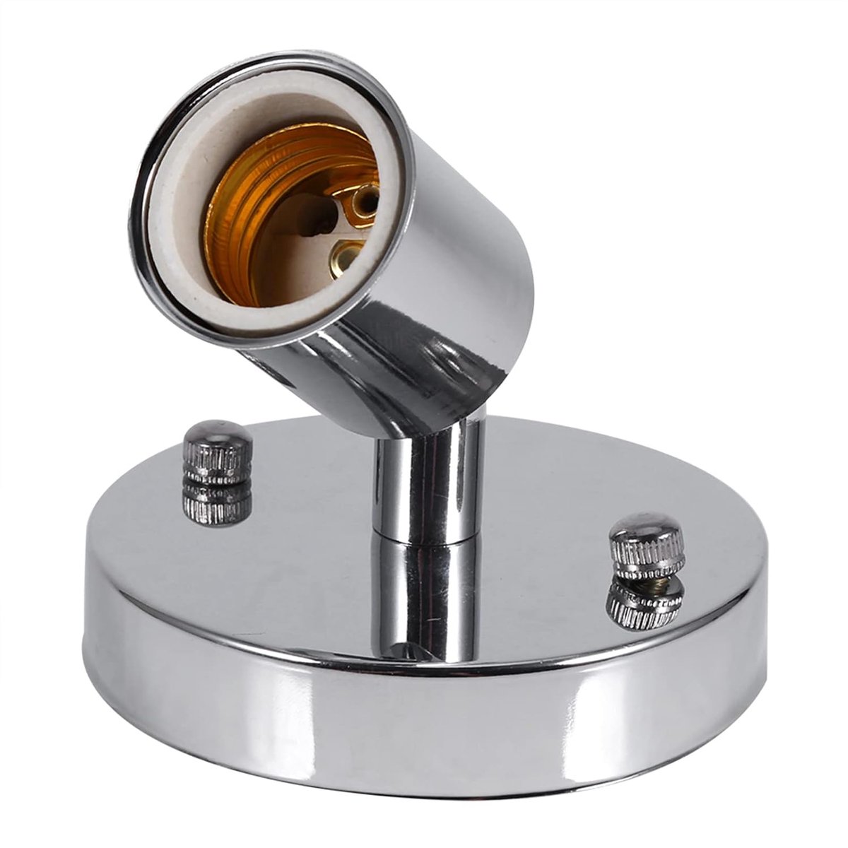 Lampfitting, E27 180 Graden Draaibaar Modern Verstelbaar Plafondlamp Gloeilamp Houder Basis Wandgemonteerde Gloeilamp Houder Socket(Zilver)