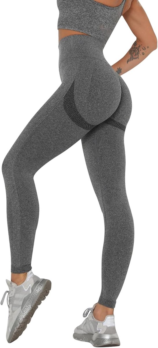 Sportlegging voor dames met hoge taille, elastische push-up-legging zonder naden, sportkleding voor yoga, fitness, pilates, training