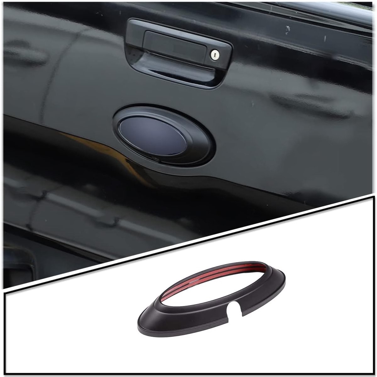 Plastic Matte Zwarte Auto Achter Badge Ring Logo Frame Cover Trim Voor Ford Ranger 2015-2021 Auto Accessoires