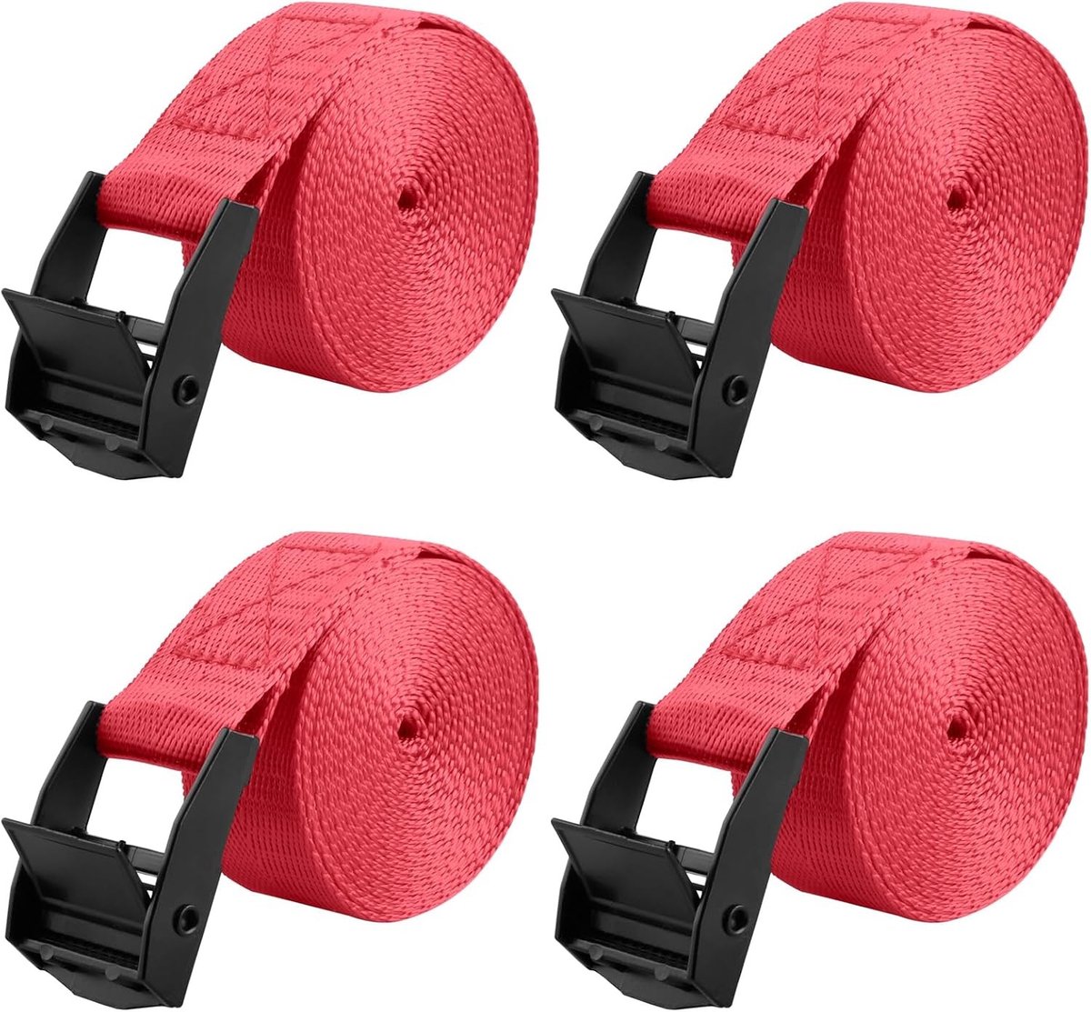 Ratcheting Tie Down Straps voor Veilig Transport van Ladingen - 2 Meter Lange Riemen in Rood
