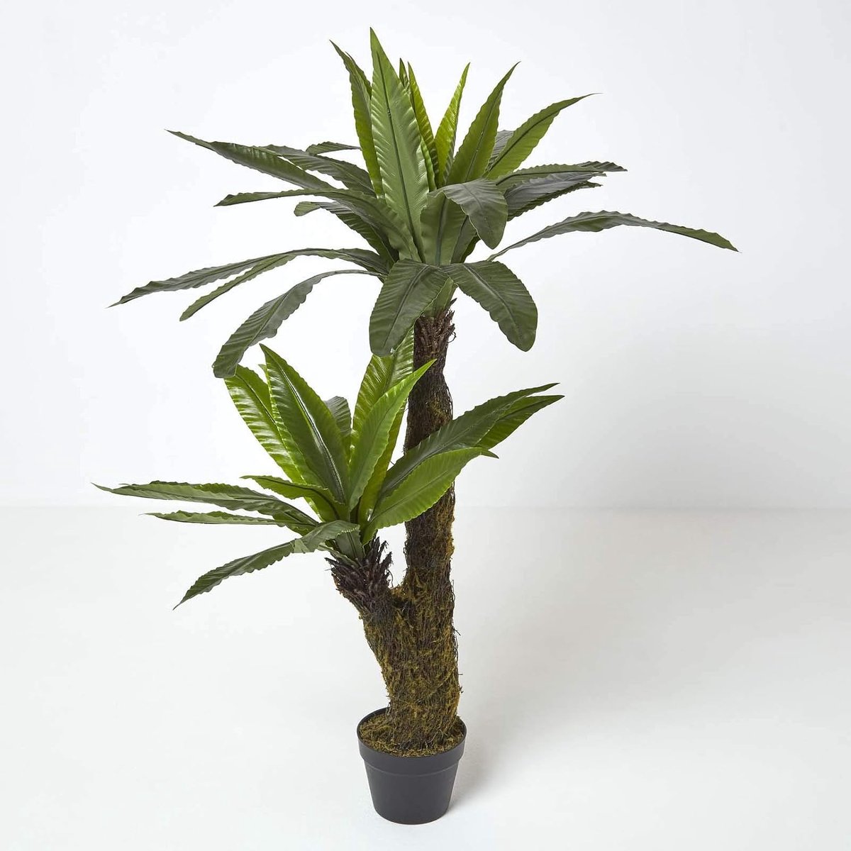 Grote kunstvogelnestboom 120 cm hoog met houteffect Trunk Replica Plant in zwarte pot met Faux Moss Indoor Realistische Plant voor thuis of op kantoor