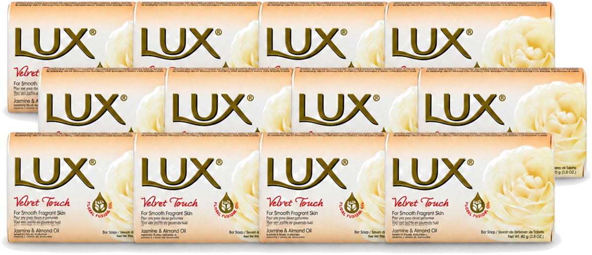 12 x Lux - Zeep - Velvet Touch - Hydraterend - Voor Geurige Huid - 80 g - Voordeelverpakking - 12 stuks
