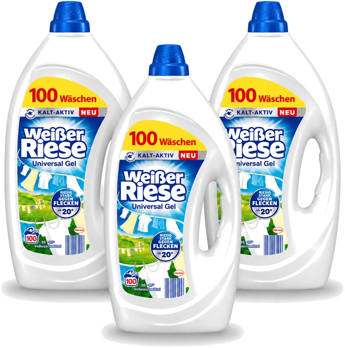 3 x Witte Reus - Gel - Vloeibaar Wasmiddel - Witte Was - 100 Wasbeurten - Voordeelverpakking - 3 stuks