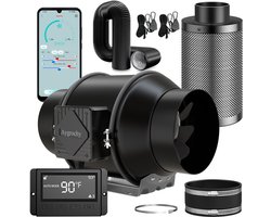 Aygrochy Exhaust Kit for Tente de Culture Hydroponique, 150 mm Fan, Suction Kit with Wi-Fi App, Temperature and - ShopVlot