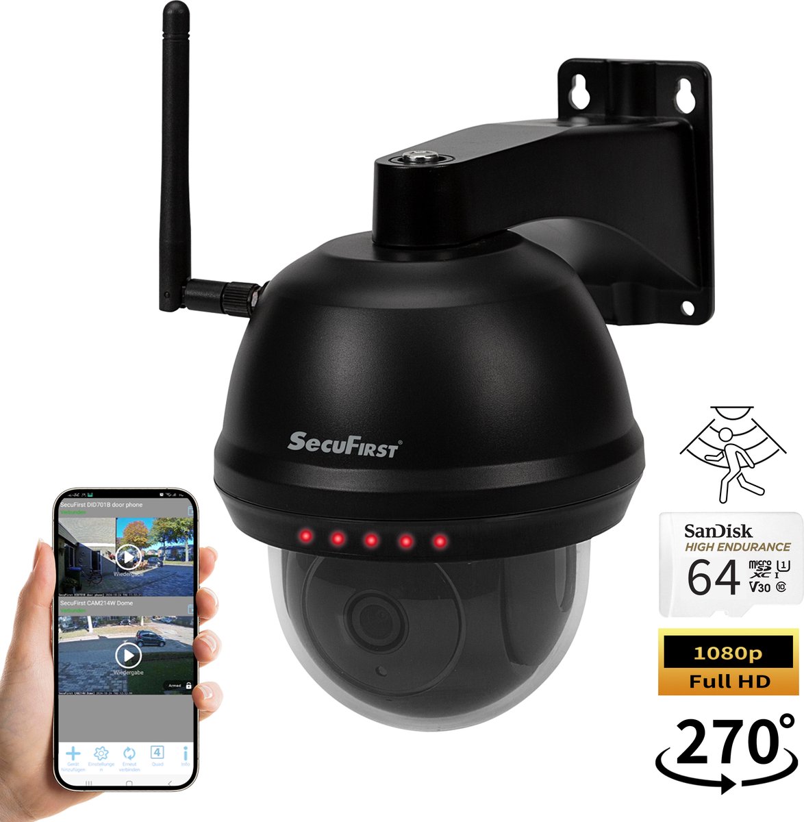 SecuFirst CAM214Z Dome Camera FHD 1080P met 64GB Opslag - Product - €139,00