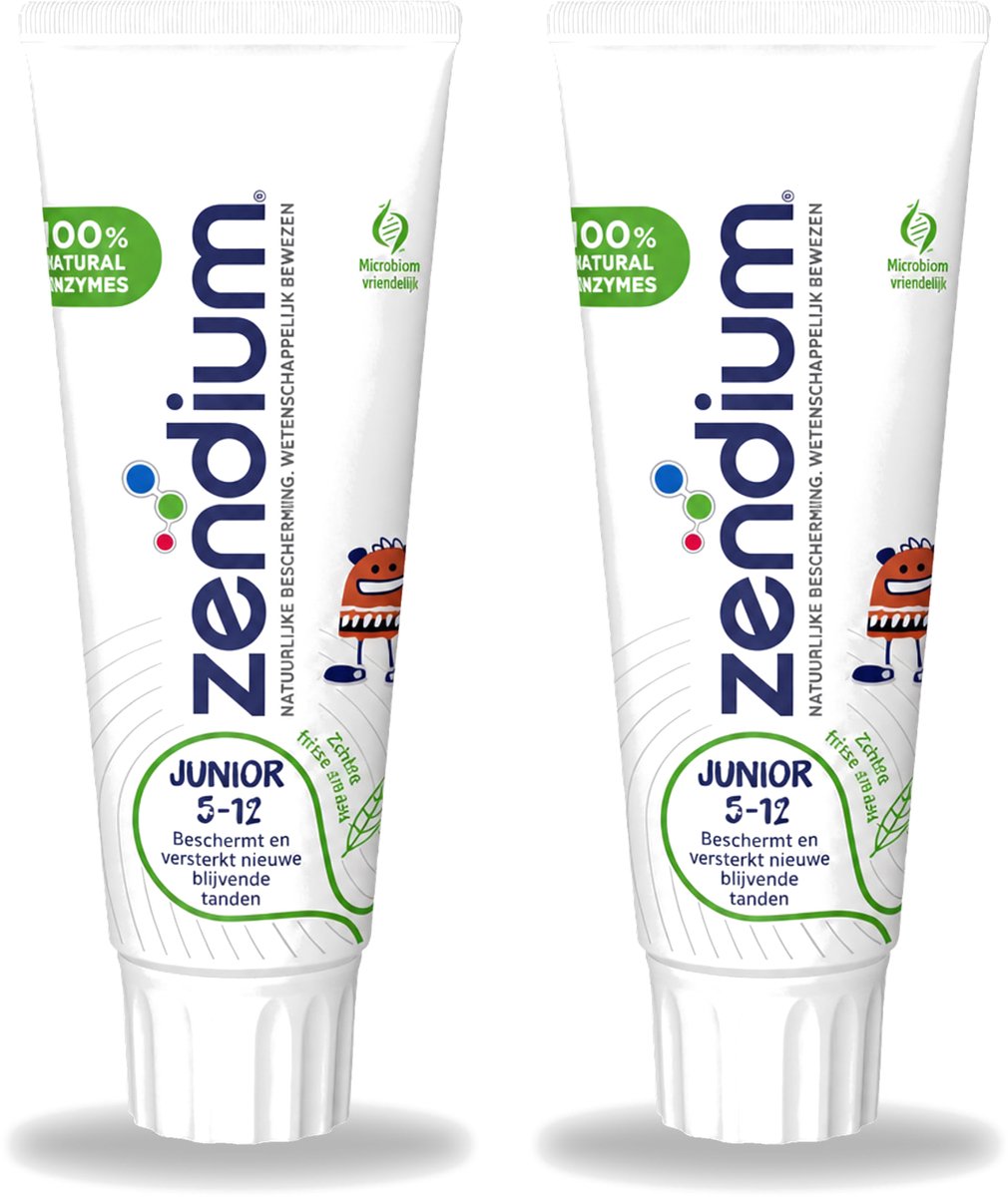 2 x Zendium - Junior 5-12 Jaar - Tandpasta - Natuurlijke Enzymen - 75 ml - Voordeelverpakking - 2 stuks