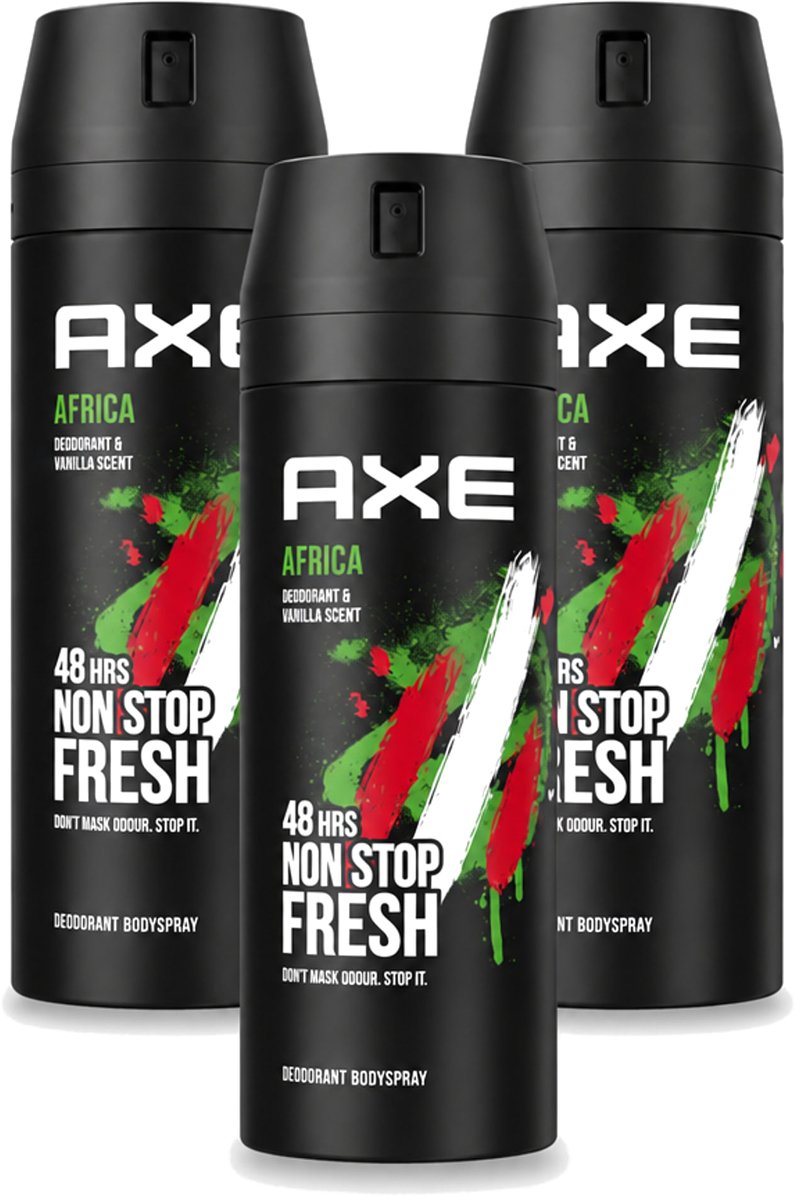 3 x Axe – Deodorant Spray – Africa – 150 ml - Voordeelverpakking - 3 stuks