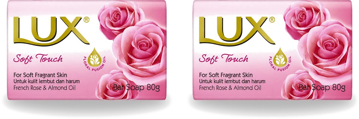 2 x Lux - Zeep - Soft Touch - Hydraterend - Voor Geurige Huid - 80 g - Voordeelverpakking - 2 stuks