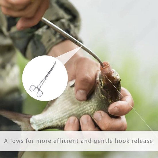 Haakverwijderaar voor Vissen, Arterie Tang, Haakopener en Vissersgereedschap voor Snoek, Forel en Karper (Gebogen) — afbeelding 5