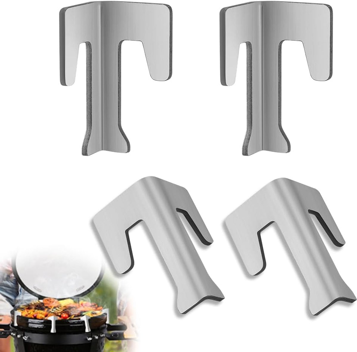 SnelShoppen - 4 Stuks Universele RVS Grillplaat Standoffs, Spacers voor BBQ, Grill Ring, Fire Bowl, Perfect voor Tuin Feesten en Camping
