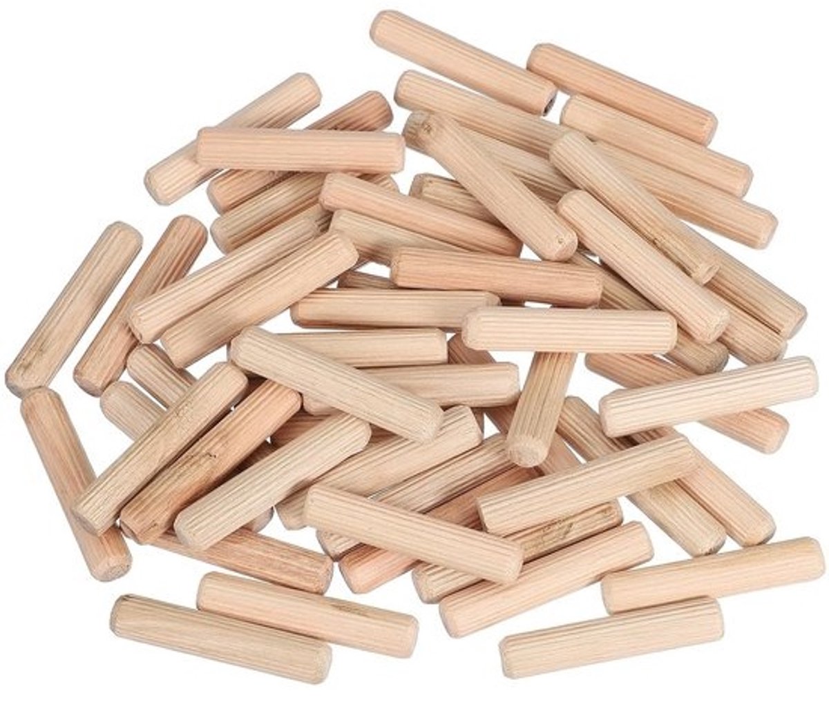 Houten Dowel Pins 3/8" x 2" (10mm x 50mm) - 120 Stuks Fluted Dowel Stokken van Hardhout