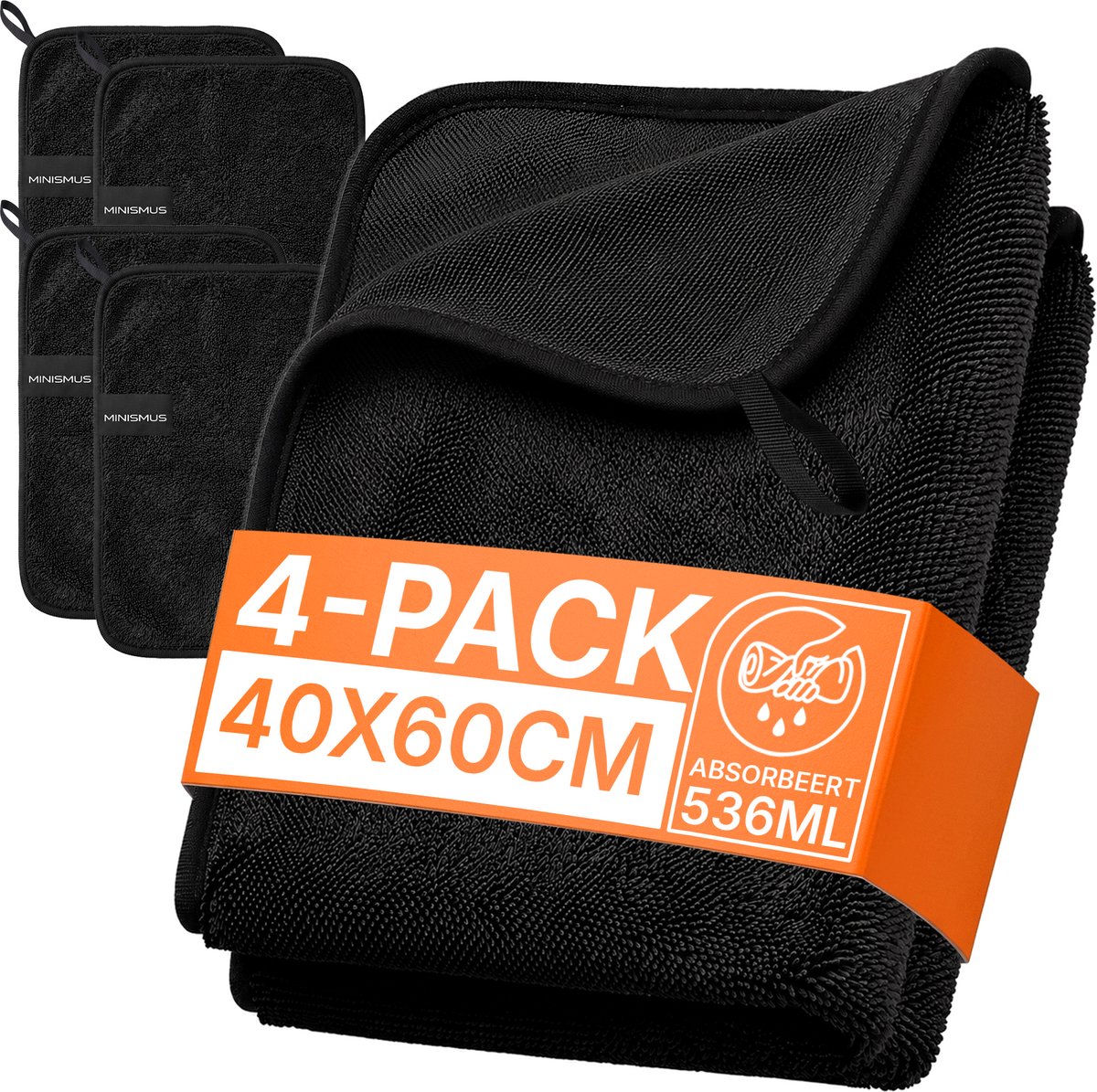 Microvezel Droogdoek voor Badkamer - 4 Stuks - 40x60 cm - Absorbeert tot 500 ml