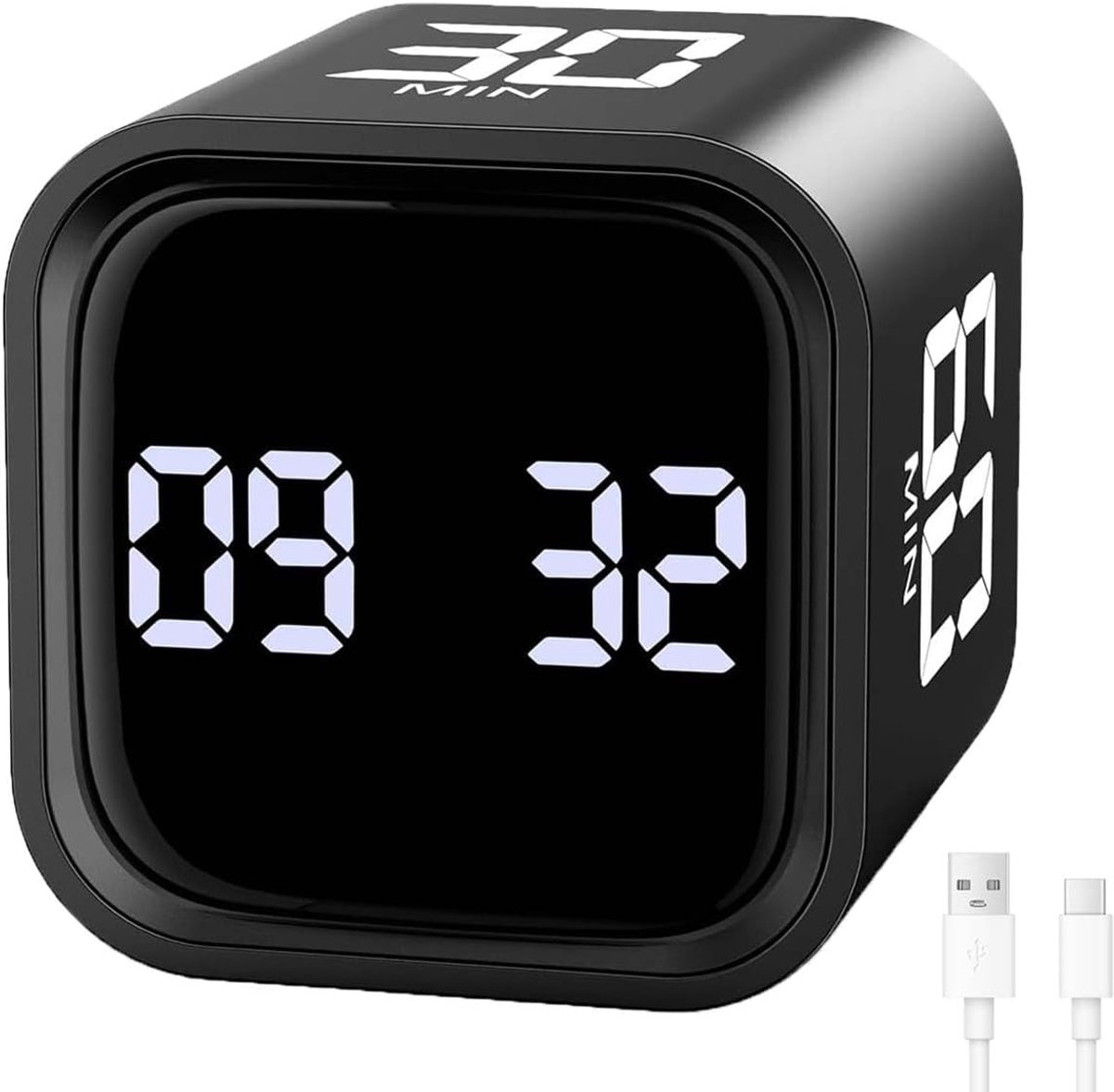 Gravity Sensor Flip Timer, 5/10/30/60 Minuten & Custom Countdown, LED Digitale Display Cube Timer met 2 - ShopVlot