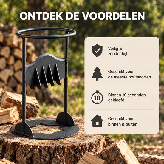 KLOOVE Houtklover Handmatig - Houtsplijter met Kloofwig - Incl. Hamer en Opbergtas — afbeelding 3