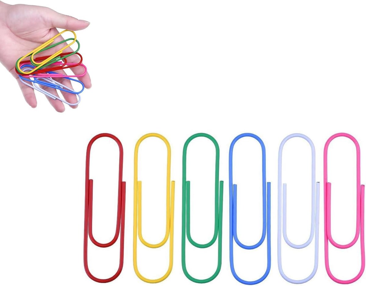 Pack of 60 Paper Clips, 30 Large 100 mm Paper Clips + 30 50 mm Paper Clips, Colourful Metal Clips for Documents - ShopVlot