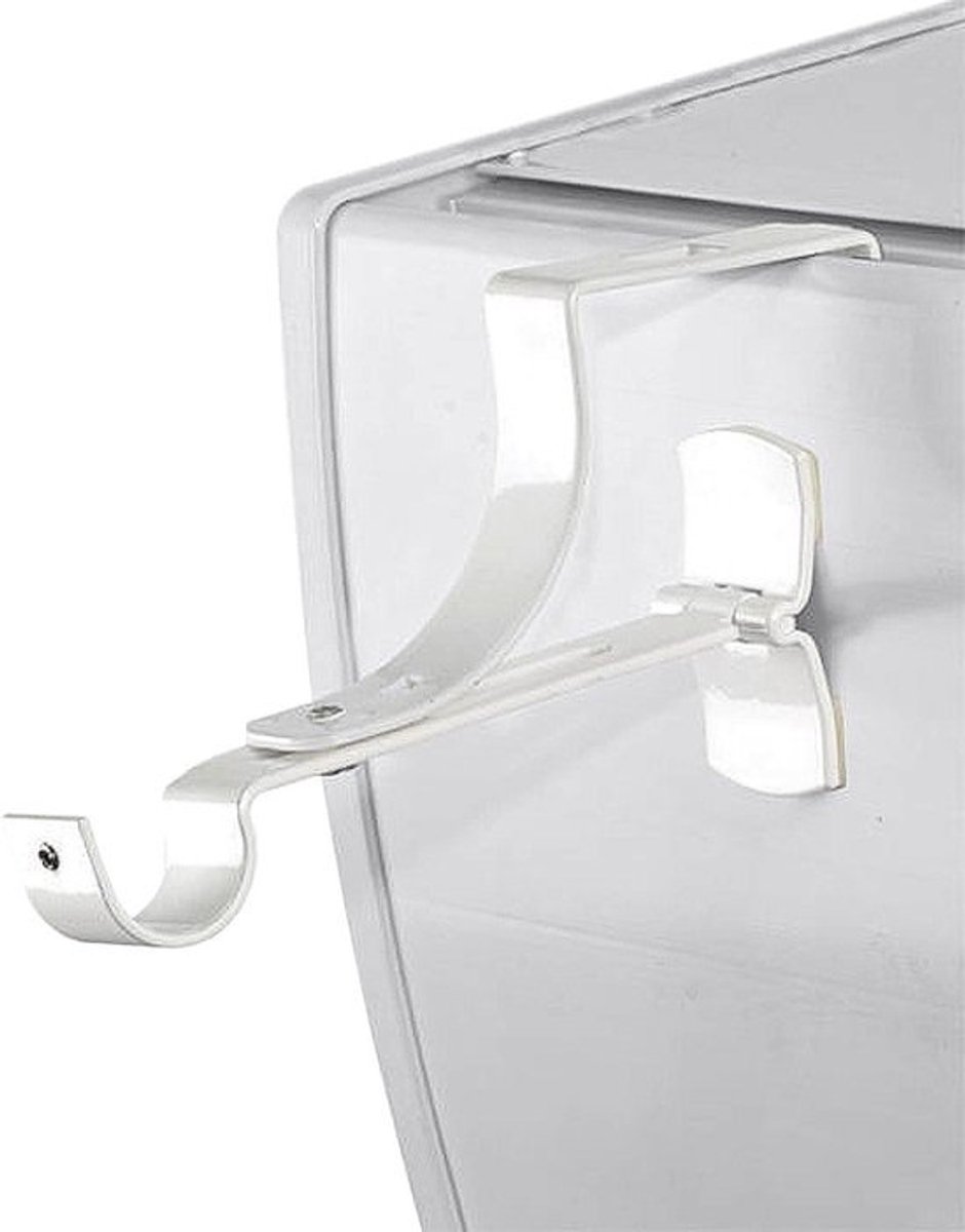 Gordijnstanghouders set - Roedebevestiging - Zonder boren - Verstelbare klem - 20 mm diameter - Wit