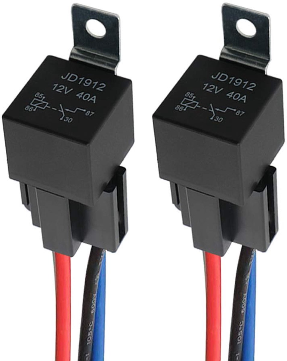 2Pcs 4 Pin Car Relay, 12V 40A SPST Automotive Relay with Harness Socket and 14/16 AWG Pre-Wired, for Car Truck Boat - ShopVlot