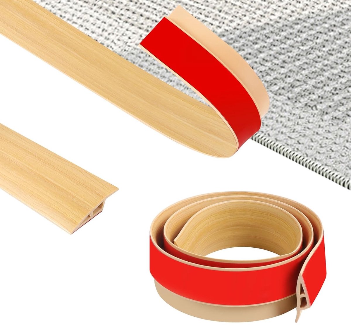 Flexibele zelfklevende overgangsstrips voor vloeren, 100 cm, PVC drempel met antislip, ideaal voor tapijt, tegels en hout (breedte: 5 cm)