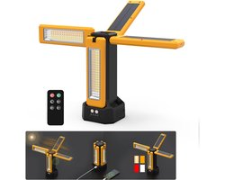 iodoo 13200mAh Rechargeable Solar Work Light, IPX4 Waterproof with Foldable Stand Support and Portable Carrying Case - ShopVlot