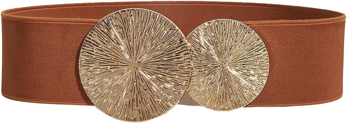 Elastische tailleriem dames - retro bruin - grote en kleine cirkel - perfect voor dagelijks gebruik - ShopVlot