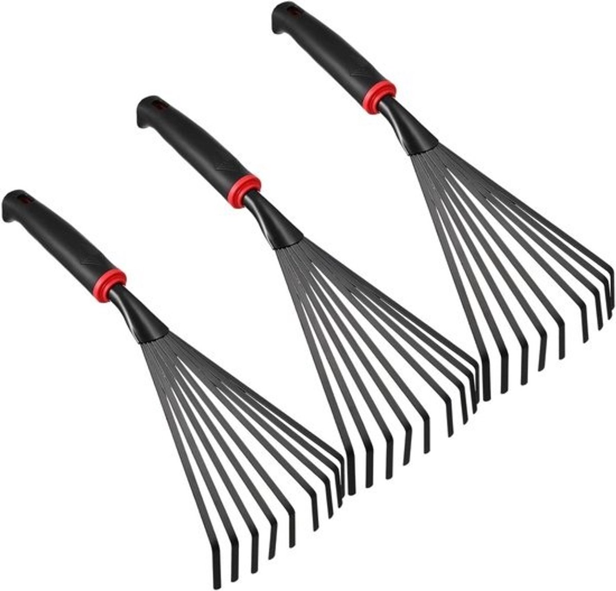 Mini handharkset - Metalen tuinhark - Onkruid verwijderen - Ergonomische handgreep - 3 stuks - Zwart