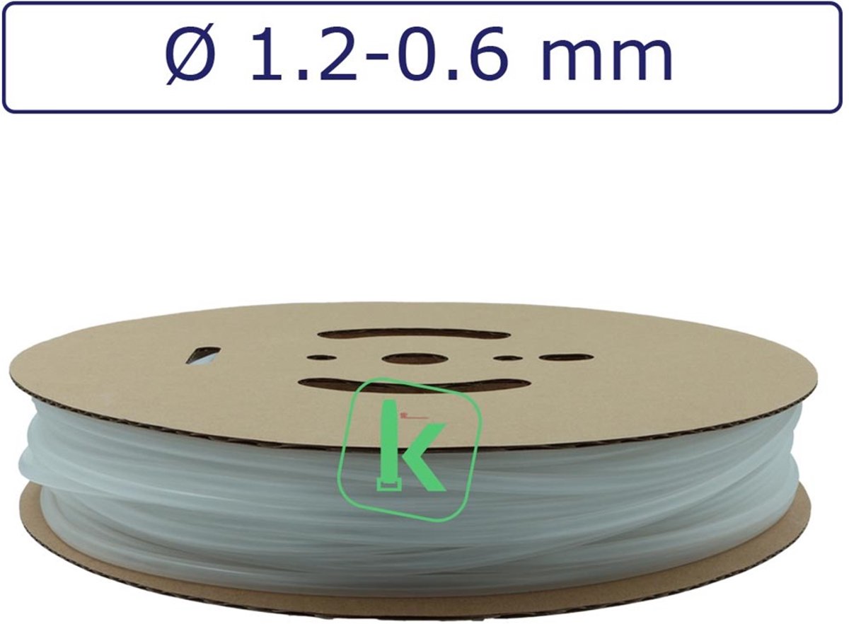 PRO-TIE® - Krimpkous 1,2-0,6 mm Transparant Dunwandig krimpverhouding 2:1 (Rol 200 meter) - PRO-TIE